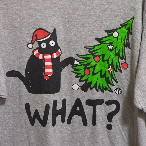 Funny Christmas Cat Shirt 2XL Unisex - Picture 2 of 3